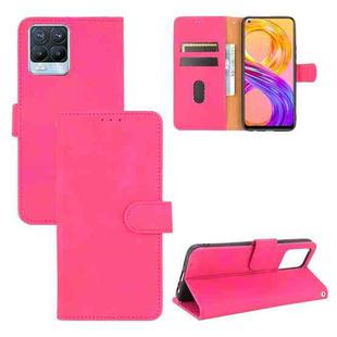 For Realme 8 / Realme 8 Pro Solid Color Skin Feel Magnetic Buckle Horizontal Flip Calf Texture PU Leather Case with Holder & Card Slots & Wallet(Rose Red)