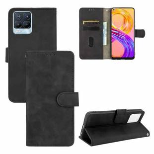 For Realme 8 / Realme 8 Pro Solid Color Skin Feel Magnetic Buckle Horizontal Flip Calf Texture PU Leather Case with Holder & Card Slots & Wallet(Black)