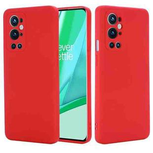 For OnePlus 9 Pro Solid Color Liquid Silicone Dropproof Full Coverage Protective Case(Red)