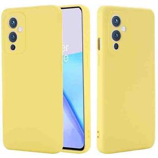 For OnePlus 9 Solid Color Liquid Silicone Dropproof Full Coverage Protective Case(Yellow)
