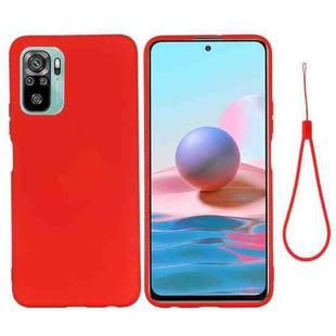 For Xiaomi Redmi Note 10S Solid Color Liquid Silicone Dropproof Full Coverage Protective Case(Red)