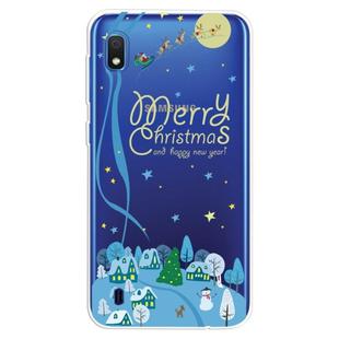 For Galaxy  A10 Trendy Cute Christmas Patterned Clear TPU Protective Case(Ice World)