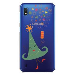 For Galaxy  A10 Trendy Cute Christmas Patterned Clear TPU Protective Case(Happy Christmas Tree)