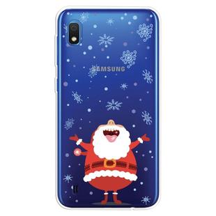 For Galaxy  A10 Trendy Cute Christmas Patterned Clear TPU Protective Case(Santa Claus)