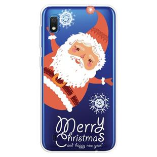 For Galaxy  A10 Trendy Cute Christmas Patterned Clear TPU Protective Case(Big Santa)