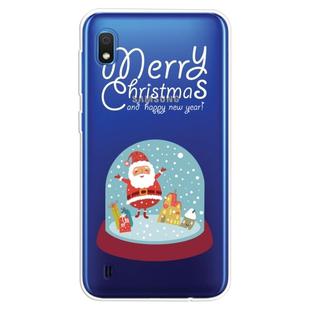 For Galaxy  A10 Trendy Cute Christmas Patterned Clear TPU Protective Case(Crystal Ball)