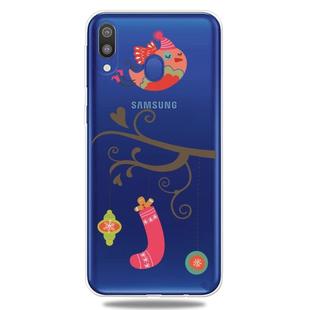 For Galaxy A30 Trendy Cute Christmas Patterned Clear TPU Protective Case(Gift Bird)