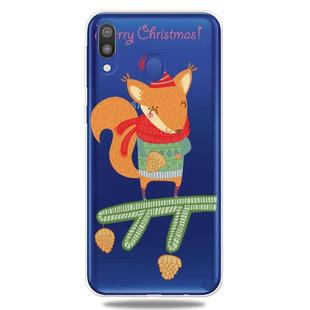 For Galaxy A30 Trendy Cute Christmas Patterned Clear TPU Protective Case(Fox)