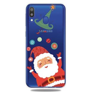 For Galaxy A30 Trendy Cute Christmas Patterned Clear TPU Protective Case(Ball Santa)