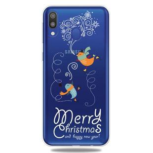 For Galaxy A30 Trendy Cute Christmas Patterned Clear TPU Protective Case(Ski Bird)