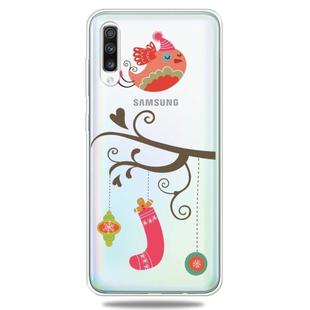For Galaxy A50 Trendy Cute Christmas Patterned Clear TPU Protective Case(Gift Bird)