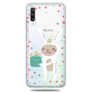 For Galaxy A50 Trendy Cute Christmas Patterned Clear TPU Protective Case(Gift Rabbit)