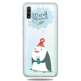 For Galaxy A50 Trendy Cute Christmas Patterned Clear TPU Protective Case(Penguin)
