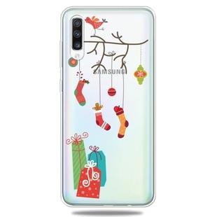 For Galaxy A50 Trendy Cute Christmas Patterned Clear TPU Protective Case(Black Tree Gift)