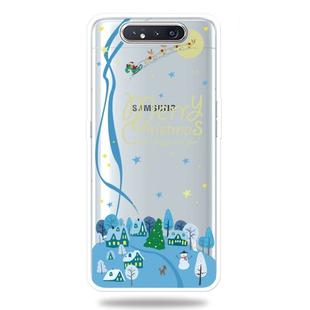 For Galaxy A80 Trendy Cute Christmas Patterned Clear TPU Protective Case(Ice World)