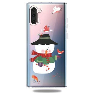 For Galaxy Note10 Trendy Cute Christmas Patterned Clear TPU Protective Case(Bird and  Snowman)