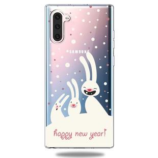 For Galaxy Note10 Trendy Cute Christmas Patterned Clear TPU Protective Case(Three Rabbits)