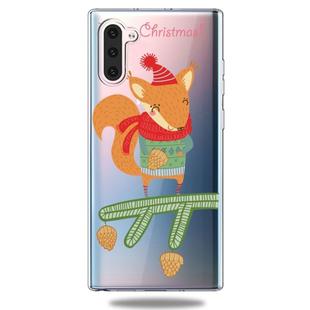 For Galaxy Note10 Trendy Cute Christmas Patterned Clear TPU Protective Case(Fox)