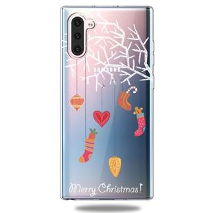 For Galaxy Note10 Trendy Cute Christmas Patterned Clear TPU Protective Case(White Tree Gift)