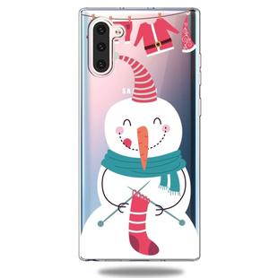 For Galaxy Note10 Trendy Cute Christmas Patterned Clear TPU Protective Case(Sock Snowman)