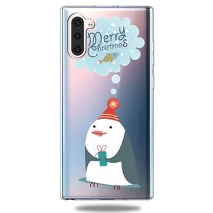 For Galaxy Note10 Trendy Cute Christmas Patterned Clear TPU Protective Case(Penguin)