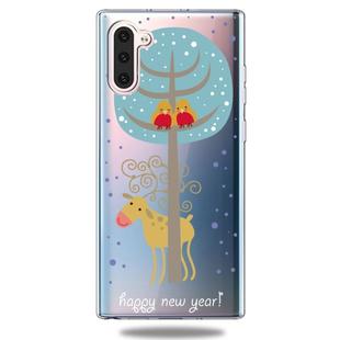 For Galaxy Note10 Trendy Cute Christmas Patterned Clear TPU Protective Case(Couple Bird Deer)