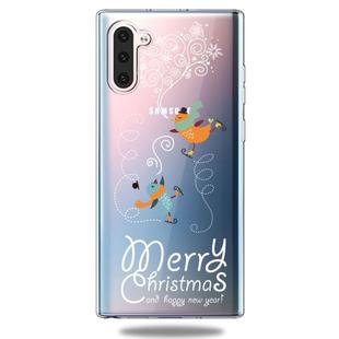 For Galaxy Note10 Trendy Cute Christmas Patterned Clear TPU Protective Case(Ski Bird)