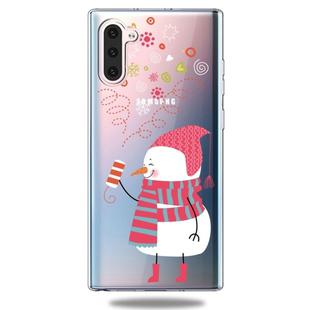 For Galaxy Note10 Trendy Cute Christmas Patterned Clear TPU Protective Case(Fireworks Snowman)