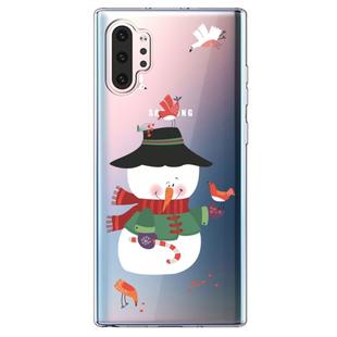 For Galaxy Note10 Pro Trendy Cute Christmas Patterned Clear TPU Protective Case(Bird and  Snowman)