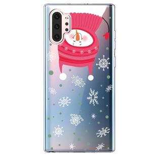 For Galaxy Note10 Pro Trendy Cute Christmas Patterned Clear TPU Protective Case(Upside Down Snowman)