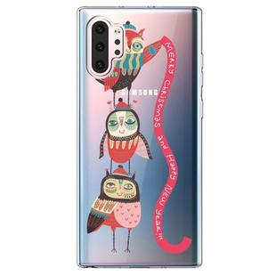 For Galaxy Note10 Pro Trendy Cute Christmas Patterned Clear TPU Protective Case(Red Band Bird)