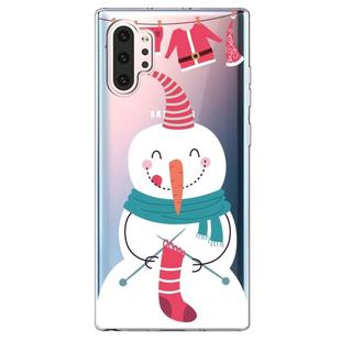 For Galaxy Note10 Pro Trendy Cute Christmas Patterned Clear TPU Protective Case(Sock Snowman)