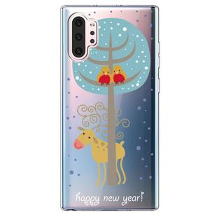 For Galaxy Note10 Pro Trendy Cute Christmas Patterned Clear TPU Protective Case(Couple Bird Deer)