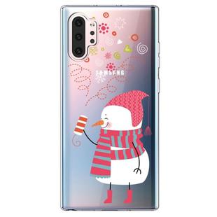 For Galaxy Note10 Pro Trendy Cute Christmas Patterned Clear TPU Protective Case(Fireworks Snowman)