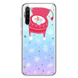 For Xiaomi Redmi Note 8 Trendy Cute Christmas Patterned Clear TPU Protective Case(Upside Down Snowman)