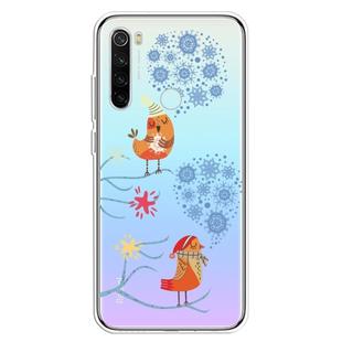 For Xiaomi Redmi Note 8 Trendy Cute Christmas Patterned Clear TPU Protective Case(Snowflake and Birds)