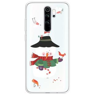 For Xiaomi Redmi Note 8 Pro Trendy Cute Christmas Patterned Clear TPU Protective Case(Bird and  Snowman)