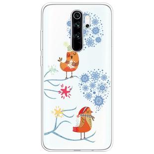 For Xiaomi Redmi Note 8 Pro Trendy Cute Christmas Patterned Clear TPU Protective Case(Snowflake and Birds)
