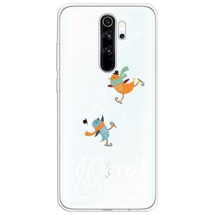 For Xiaomi Redmi Note 8 Pro Trendy Cute Christmas Patterned Clear TPU Protective Case(Ski Bird)