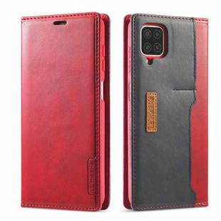 For Samsung Galaxy A12 LC.IMEEKE LC-001 Series PU + TPU Color Matching Frosted Horizontal Flip Leather Case with Holder & Card Slot(Red)