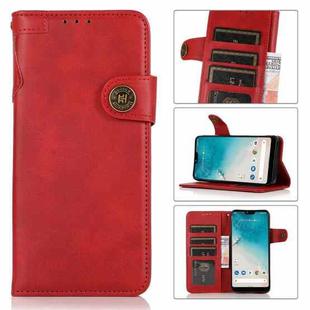 For Alcatel 1L (2021) KHAZNEH Dual-Splicing Cowhide Texture Horizontal Flip Leather Case with Holder & Card Slots & Wallet & Photo Frame & Lanyard(Red)