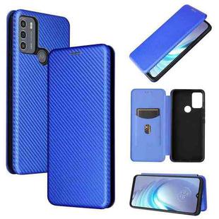 For Motorola Moto G50 Carbon Fiber Texture Horizontal Flip TPU + PC + PU Leather Case with Card Slot(Blue)