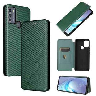 For Motorola Moto G50 Carbon Fiber Texture Horizontal Flip TPU + PC + PU Leather Case with Card Slot(Green)