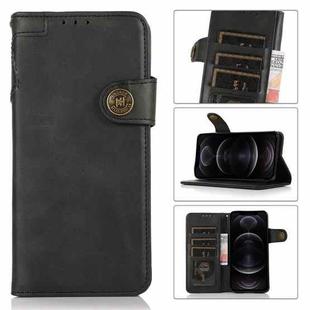 For iPhone 12 / 12 Pro KHAZNEH Dual-Splicing Cowhide Texture Horizontal Flip Leather Case with Holder & Card Slots & Wallet & Lanyard(Black)