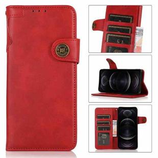 For iPhone 12 / 12 Pro KHAZNEH Dual-Splicing Cowhide Texture Horizontal Flip Leather Case with Holder & Card Slots & Wallet & Lanyard(Red)