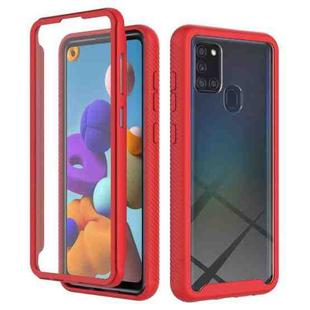 For Samsung Galaxy A21s Starry Sky Full Body Hybrid Shockproof Phone Case(Red)