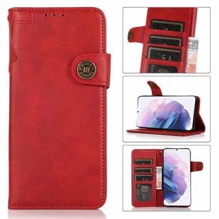 For Samsung Galaxy S21+ 5G KHAZNEH Dual-Splicing Cowhide Texture Horizontal Flip Leather Case with Holder & Card Slots & Wallet & Lanyard(Red)
