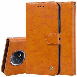 For Xiaomi Redmi Note 9T Business Style Oil Wax Texture Horizontal Flip Leather Case with Holder & Card Slots & Wallet(Yellow)