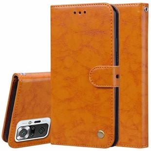 For Xiaomi Redmi Note 10 Pro Business Style Oil Wax Texture Horizontal Flip Leather Case with Holder & Card Slots & Wallet(Yellow)
