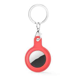 Gel Leather Case Cover with Switchable Keychain Ring for AirTag(Red)